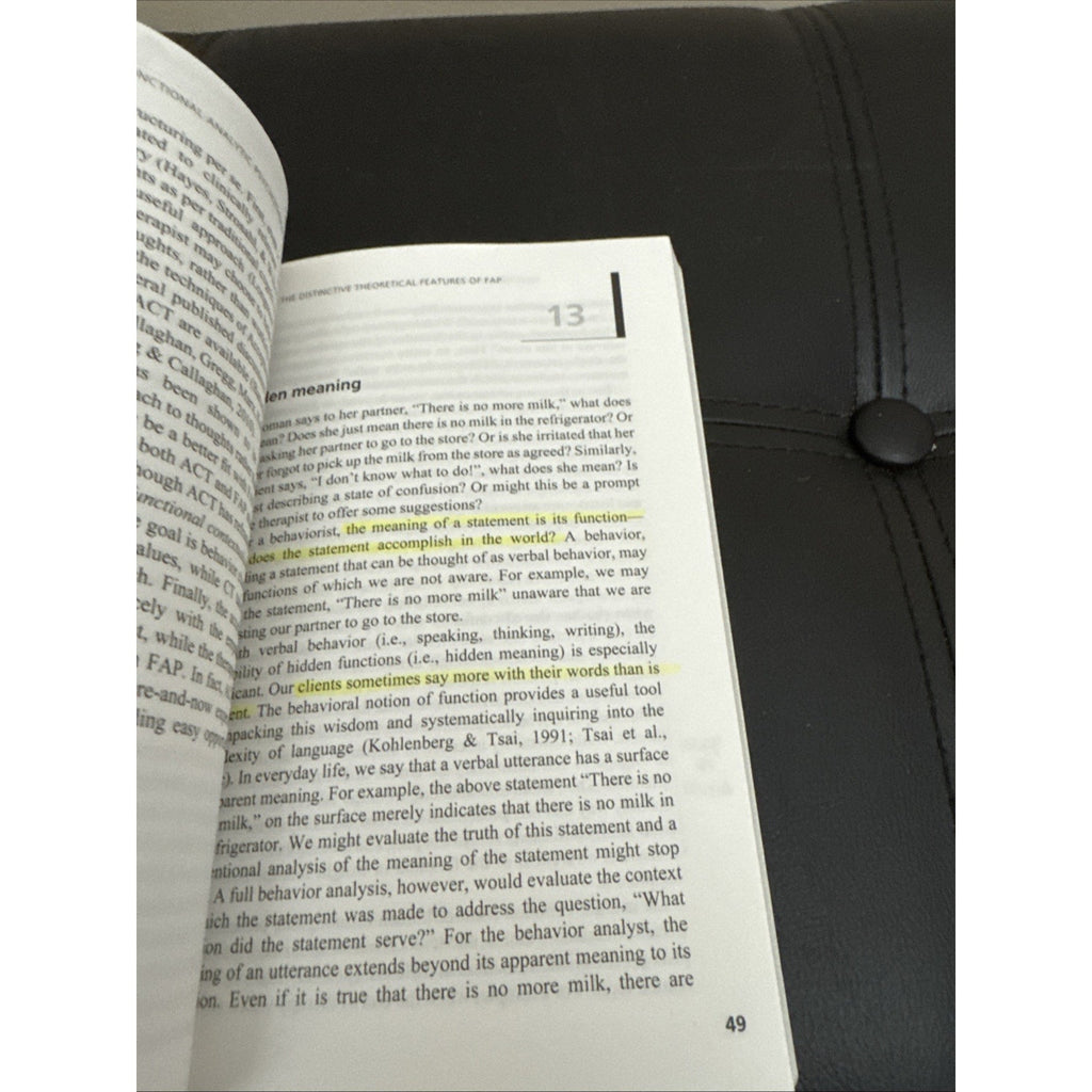 Functional Analytic Psychotherapy (CBT Distinctive Features)
