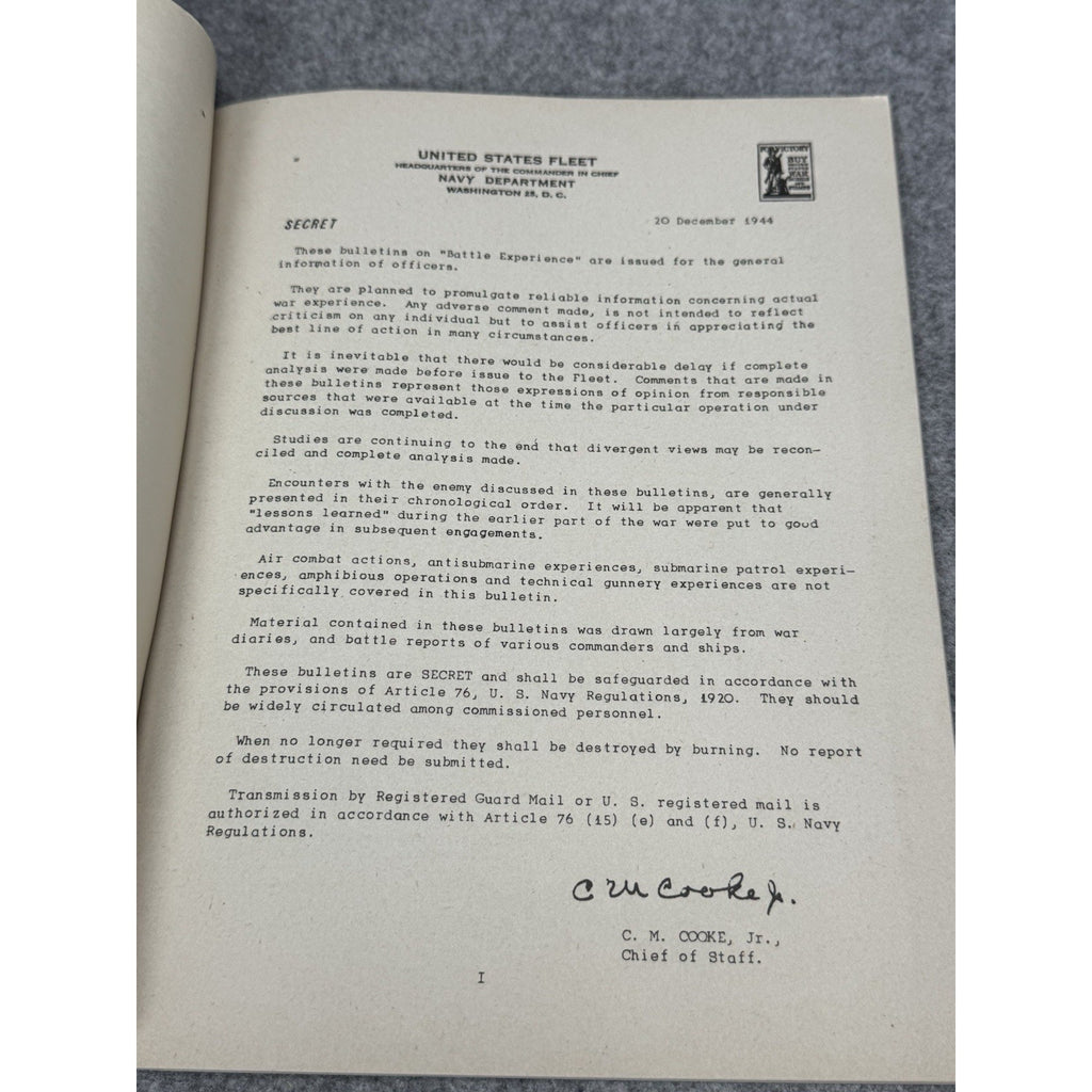 WWII Secret D-Day Intelligence Bulletin No 19 Operation Overlord US Fleet