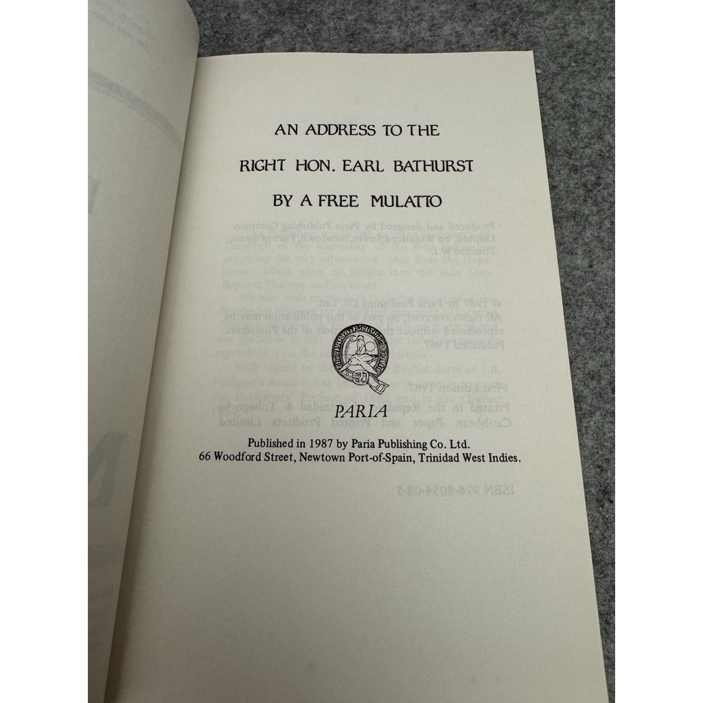 Free Mulatto J.B. Philippe 1987 1st Edition Trinidad History Paperback