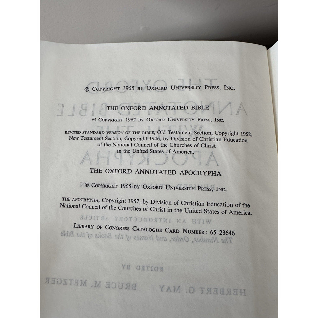 Oxford Annotated Bible Apocrypha RSV 1965 College Ed Hardcover