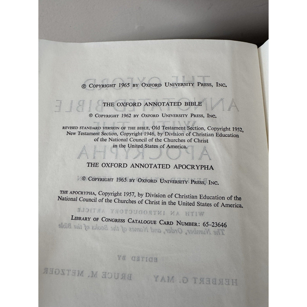 Oxford Annotated Bible Apocrypha RSV 1965 College Ed Hardcover