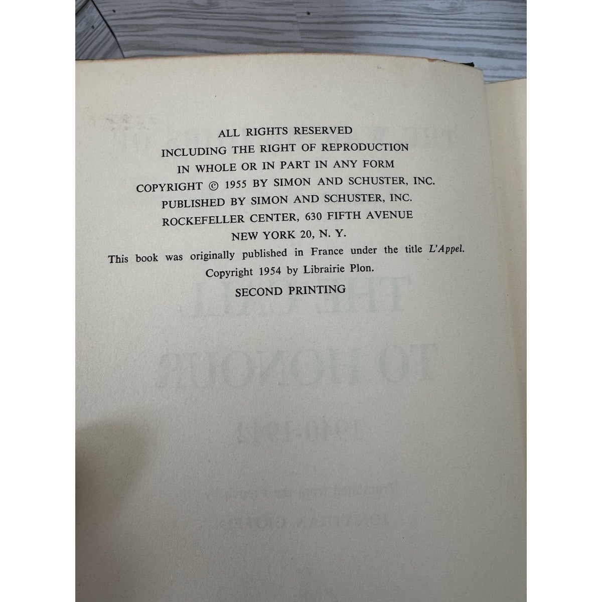 War Memoirs Charles de Gaulle Call to Honour 1955 HC 2nd Printing