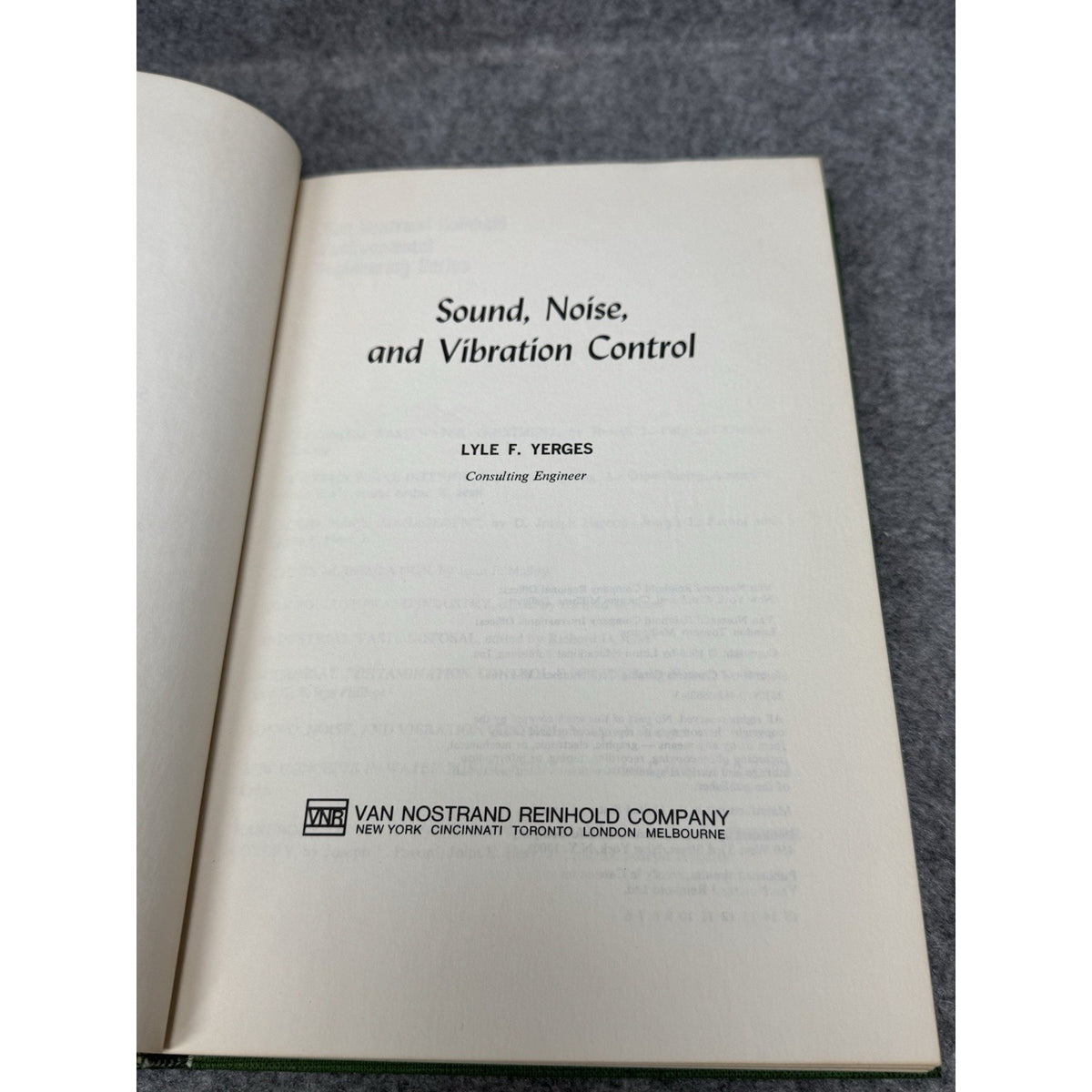Sound Noise and Vibration Control Lyle F. Yerges 1969 Hardcover Engineering