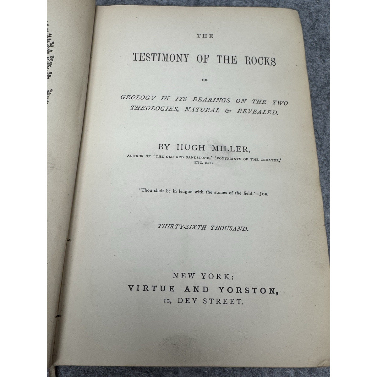 The Testimony of the Rocks Hugh Miller Antique Illustrated Geology Theology HC