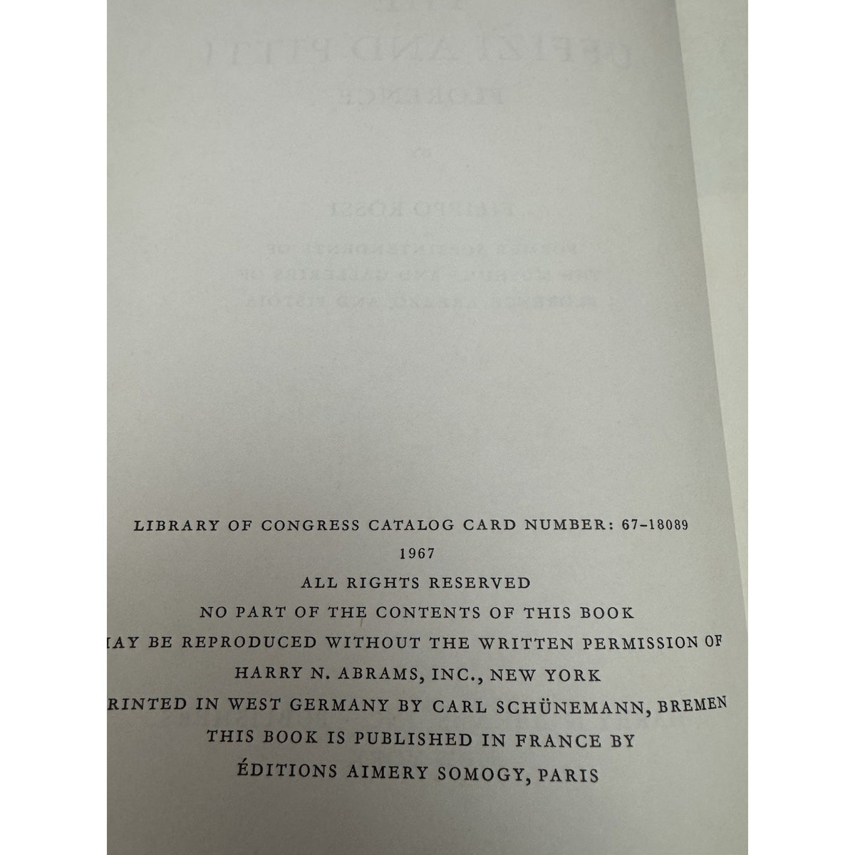 1967 The Uffizi and Pitti Florence Filippo Rossi Art History HC