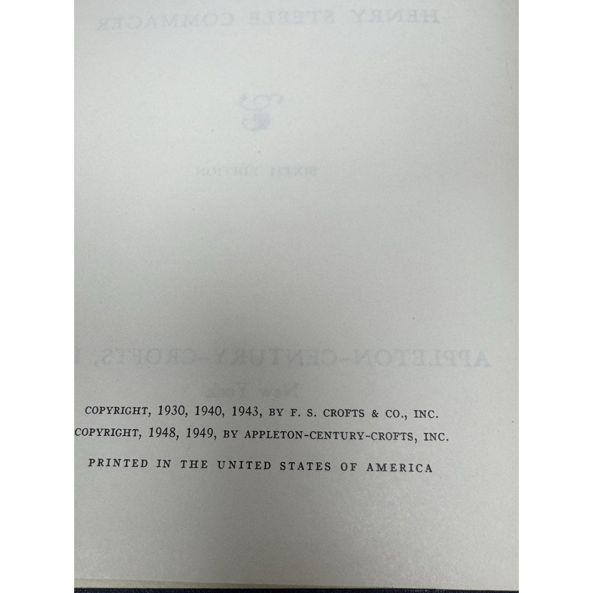Documents of American History Commager 6th Ed 1958 Primary Sources Hardcover