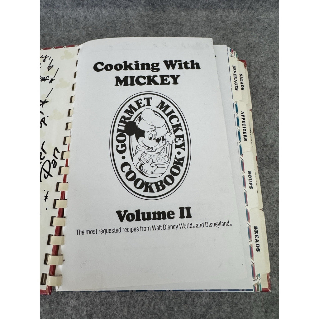 Cooking With Mickey Gourmet Cookbook Vol II Disney Signed Character Cookbook
