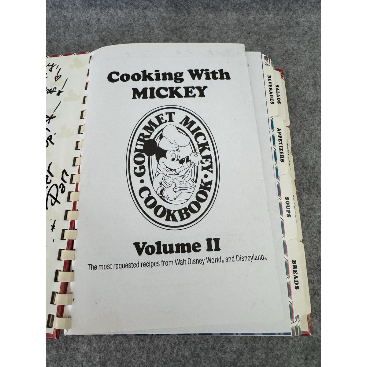 Cooking With Mickey Gourmet Cookbook Vol II Disney Signed Character Cookbook