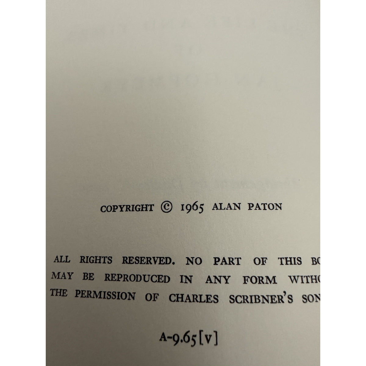 Alan Paton South African Tragedy 1965 HC Scribner No DJ