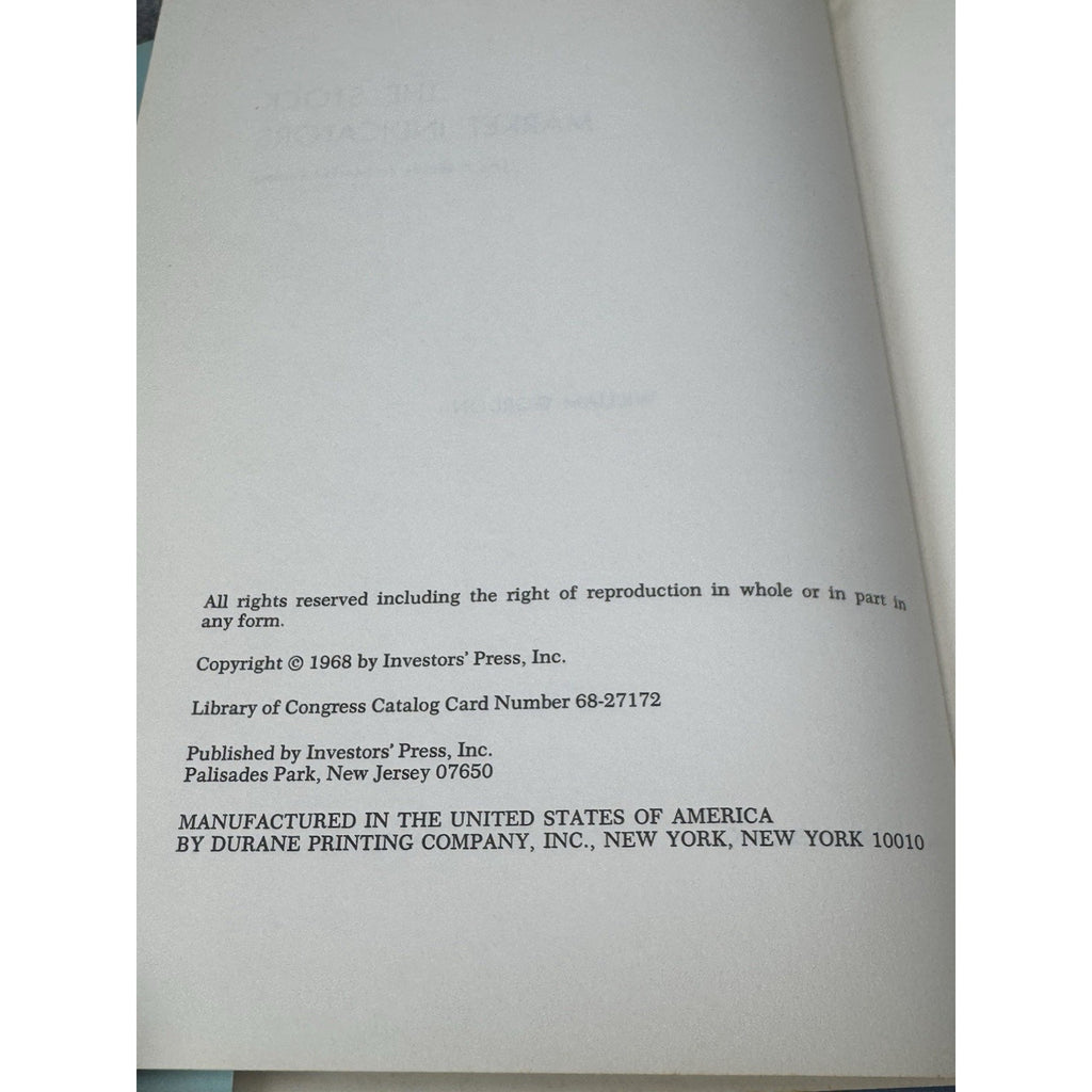 The Stock Market Indicators William Gordon 1968 Hardcover DJ Technical Analysis