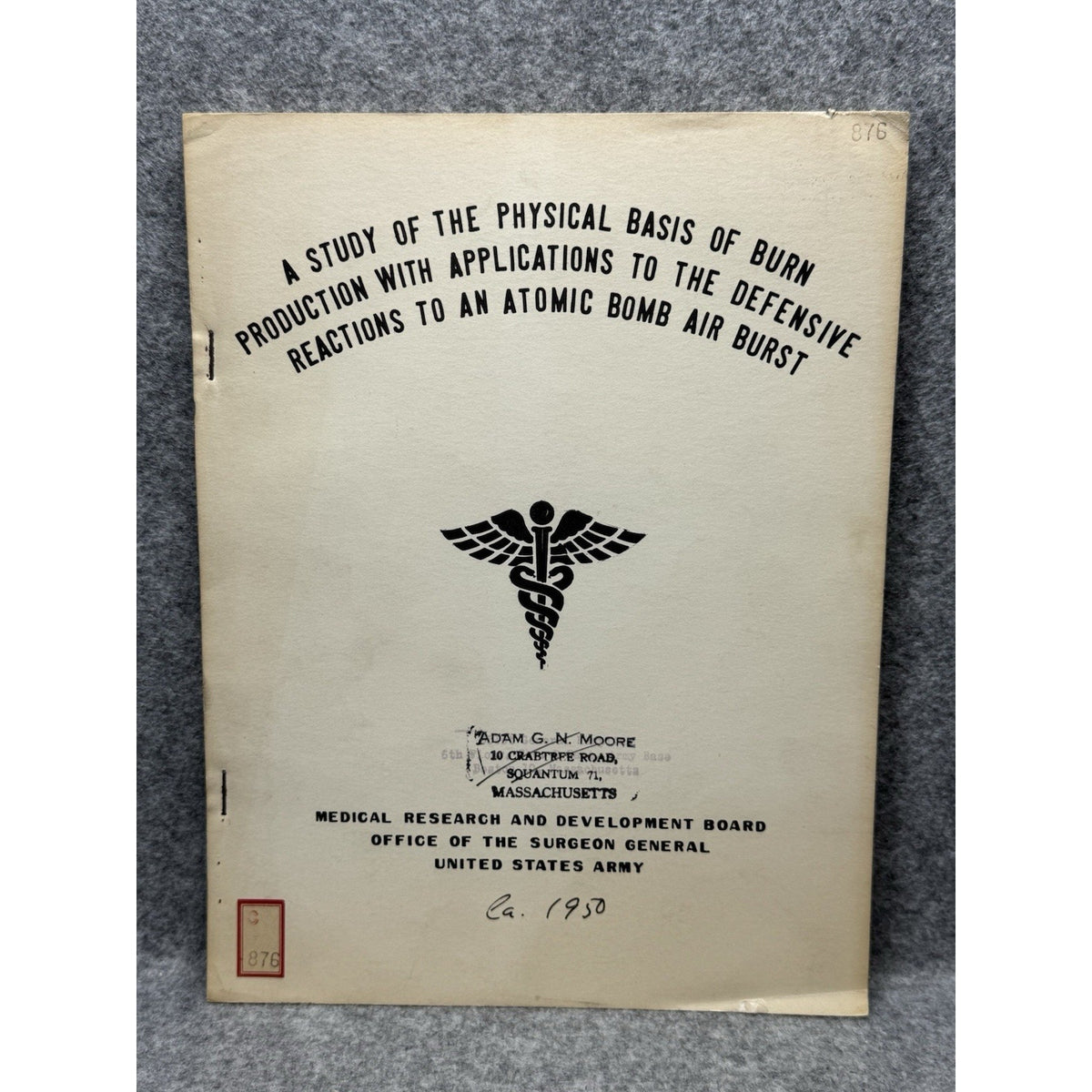 Rare c1950 US Army Atomic Bomb Air Burst Burn Study Nuclear Test Report