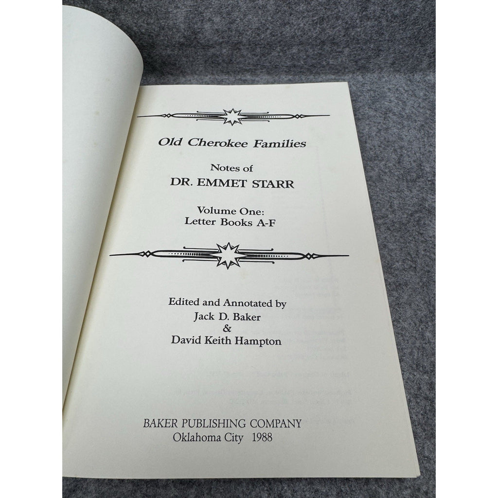 1987-88 Rare Old Cherokee Families Emmet Starr 3 Vol Genealogy Set