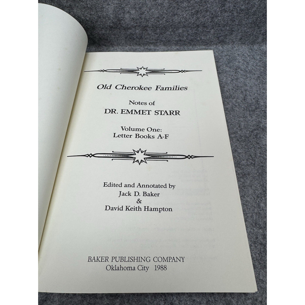 1987-88 Rare Old Cherokee Families Emmet Starr 3 Vol Genealogy Set