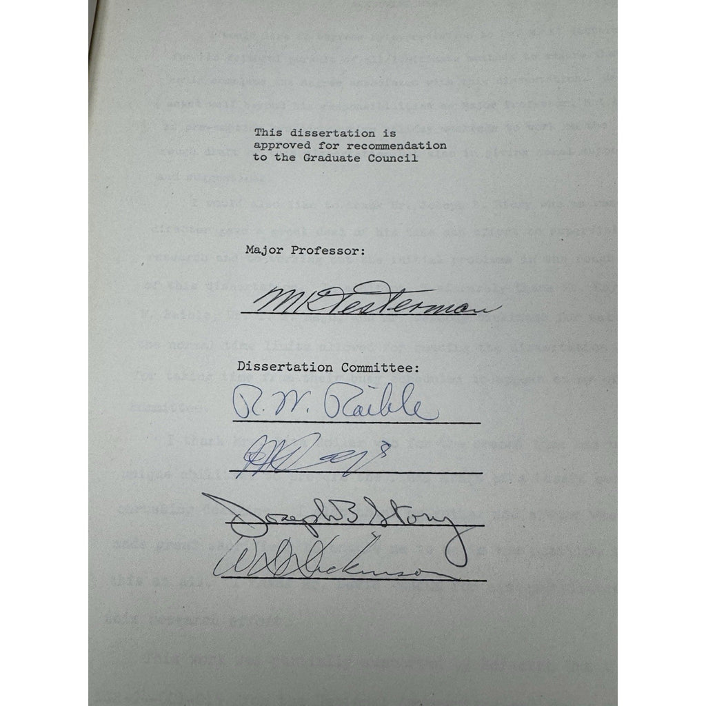 NASA Funded 1968 Doppler Fluid Velocity Dissertation Committee Signed Bond