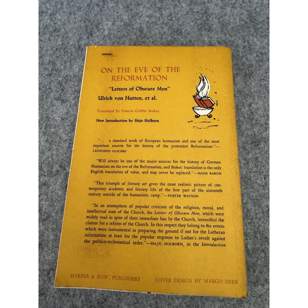 On the Eve of the Reformation Letters of Obscure Men 1964 Harper Torchbook