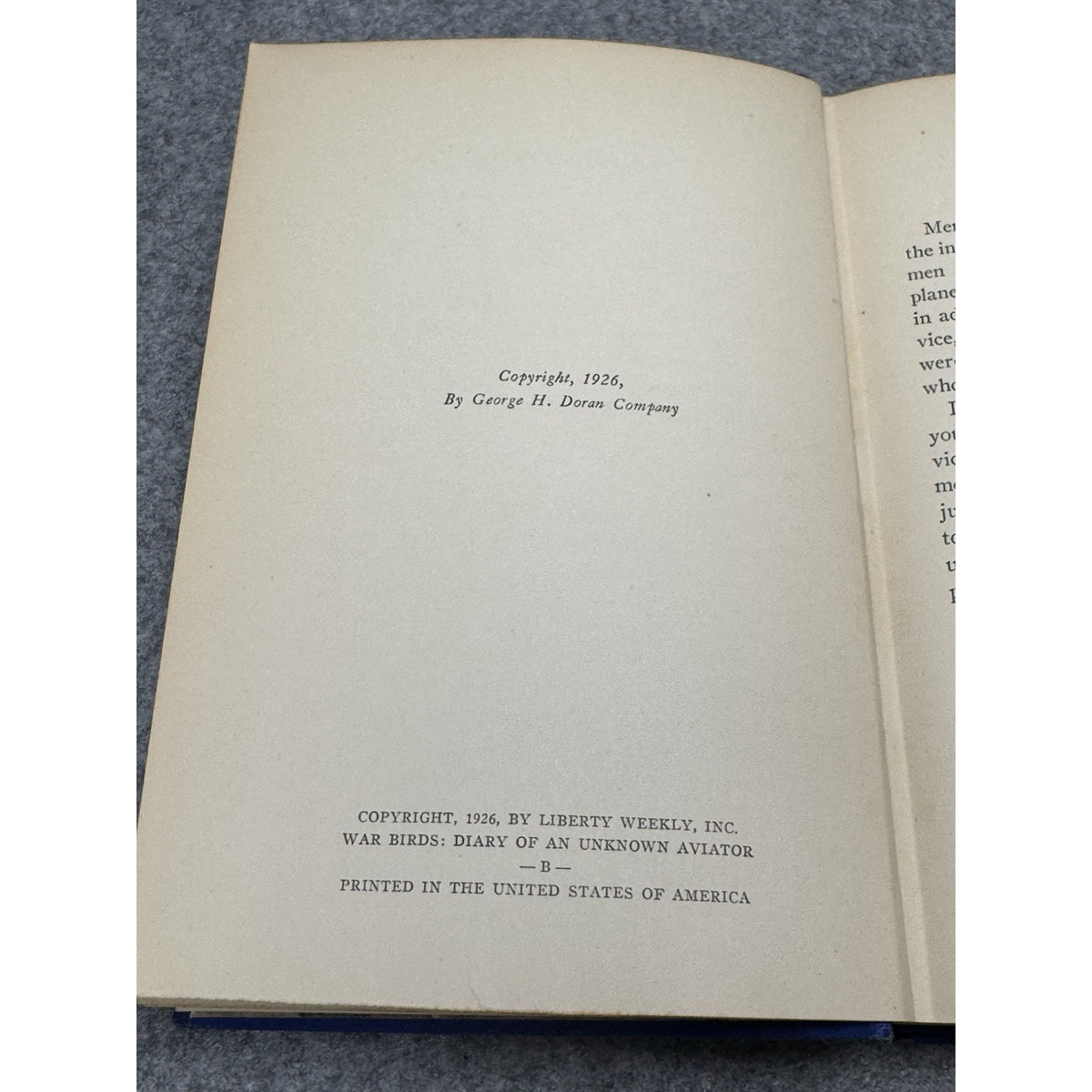 1926 War Birds Diary Unknown Aviator WWI Fighter Pilot Clayton Knight HC