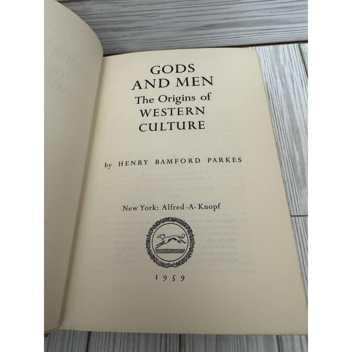Gods and Men Origins of Western Culture Parkes 1959 HC Knopf