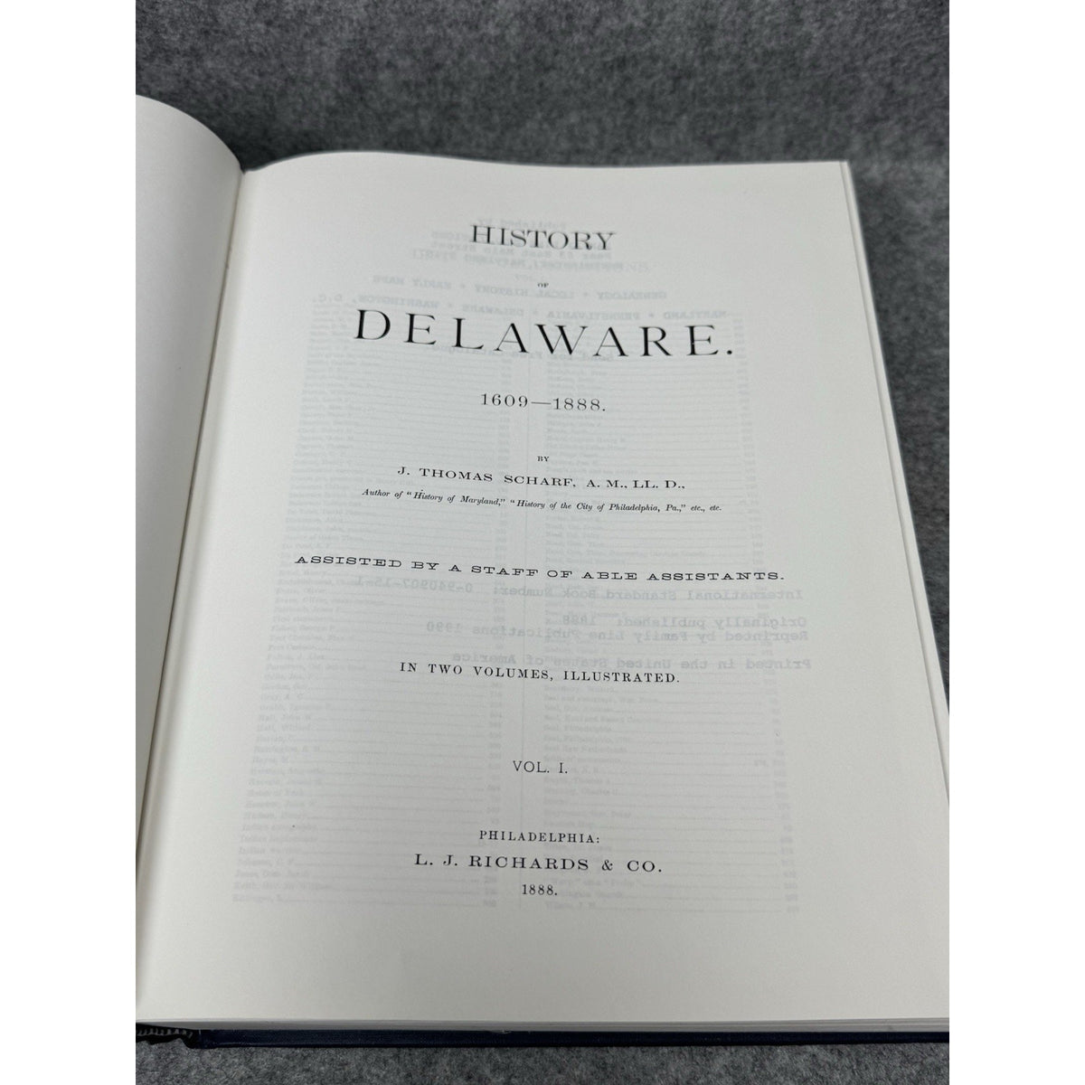 History of Delaware 1609-1888 J Thomas Scharf Vol 1 + Index Genealogy Maps