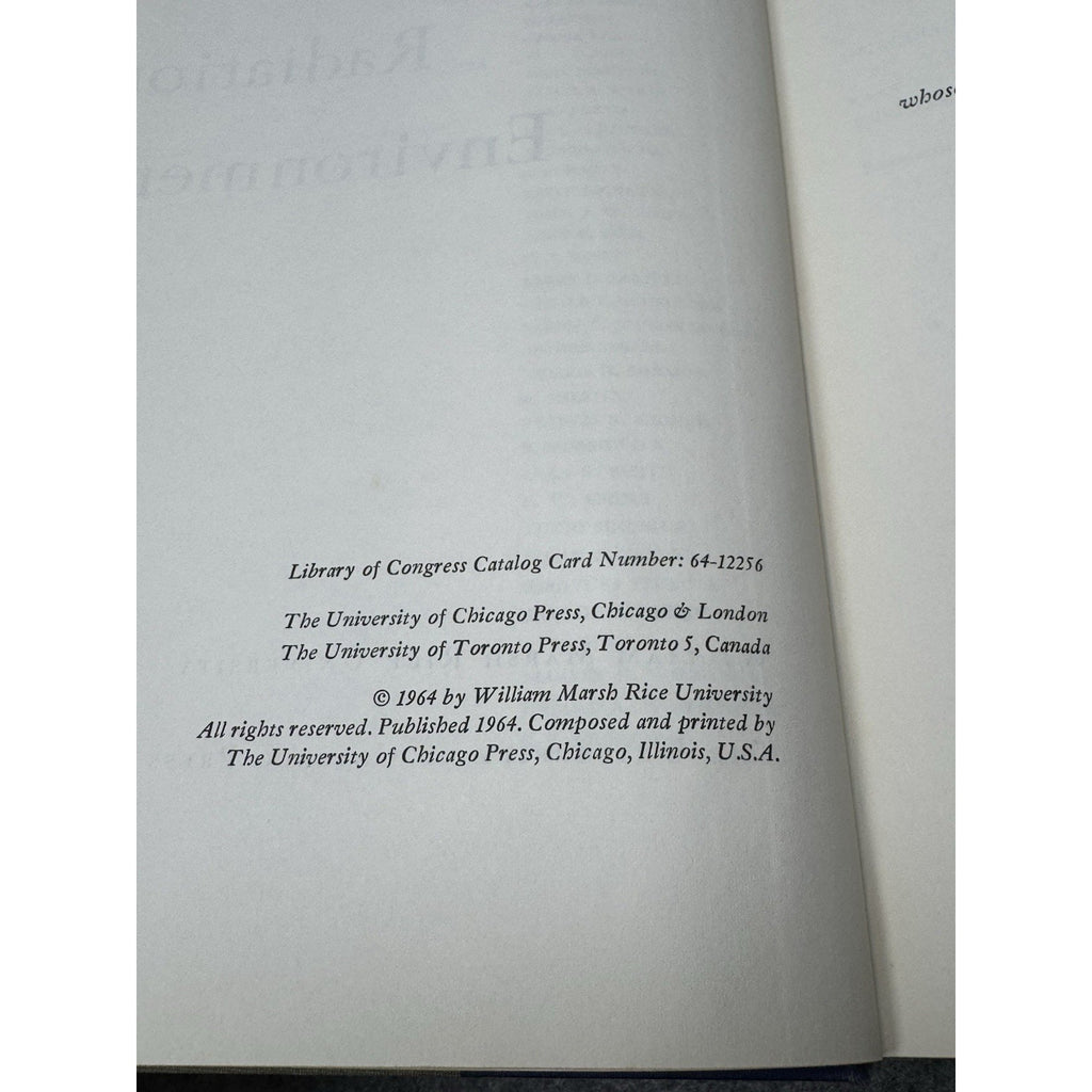 The Natural Radiation Environment Adams Lowder 1964 Rice University Hardcover
