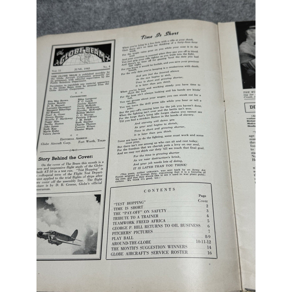 1943 Globe Beam June WWII Aircraft Magazine AT-10 Fort Worth Texas Aviation