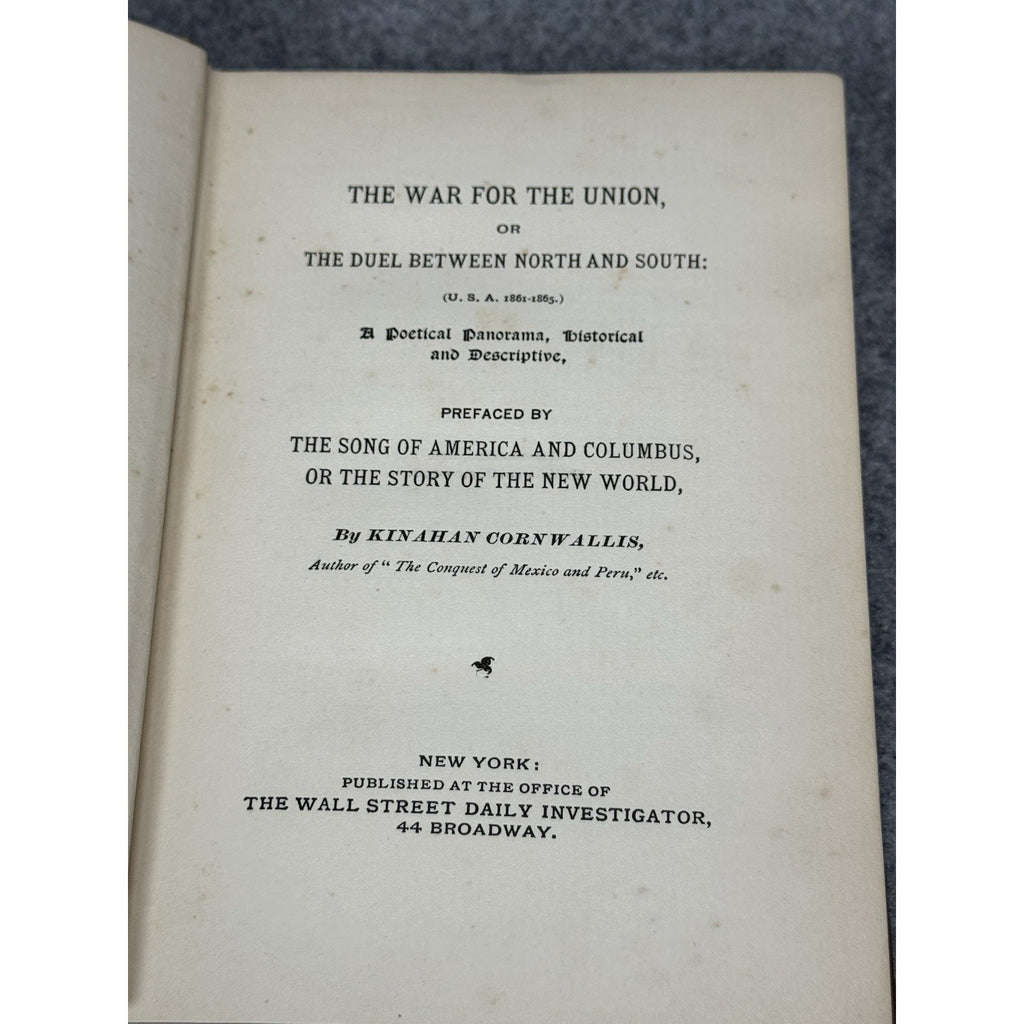 1899 War for the Union Kinahan Cornwallis Civil War Poetry 1st Edition