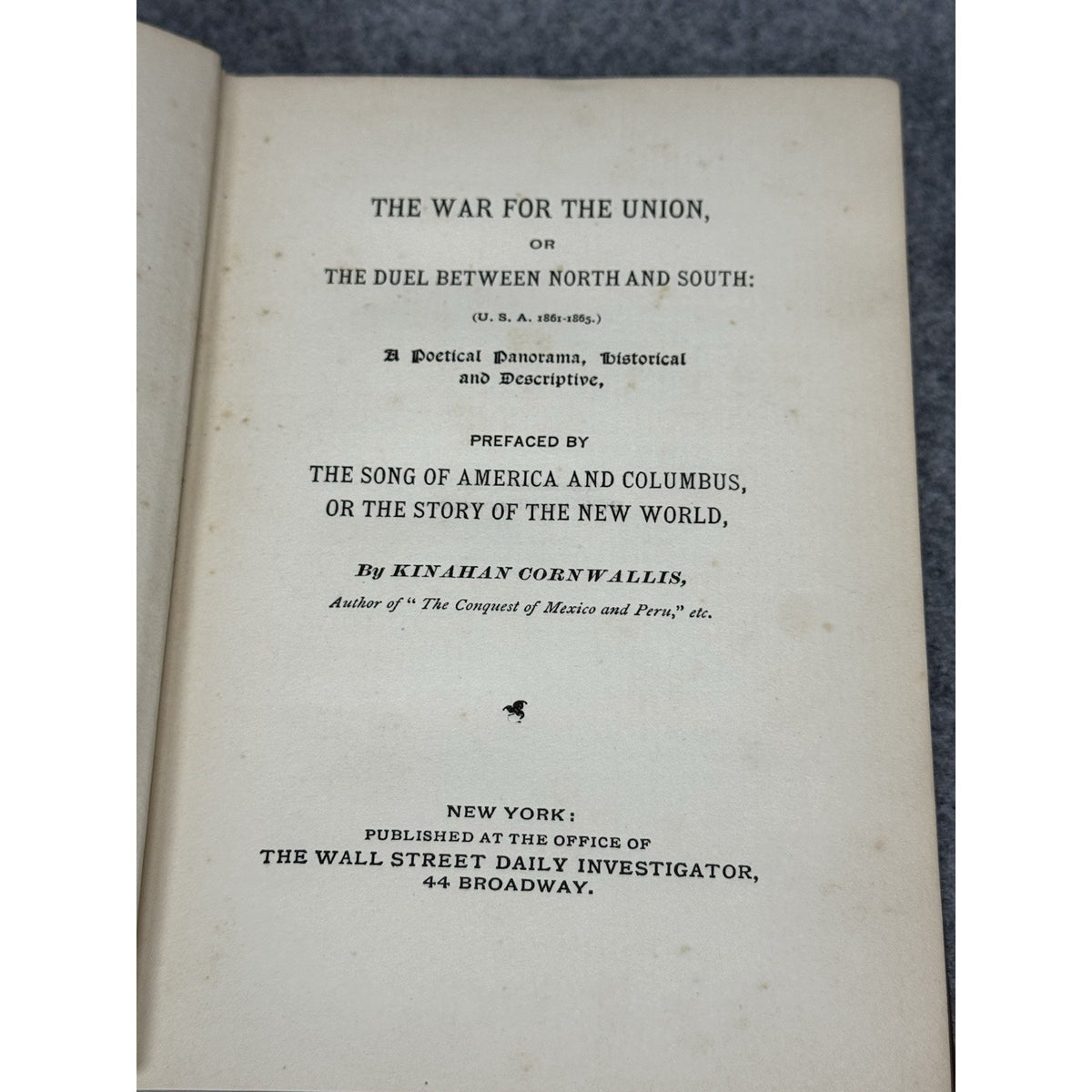 1899 War for the Union Kinahan Cornwallis Civil War Poetry 1st Edition