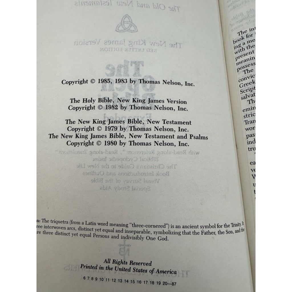 1987 Heritage Bible NKJV Open Bible Expanded Edition Genuine Leather
