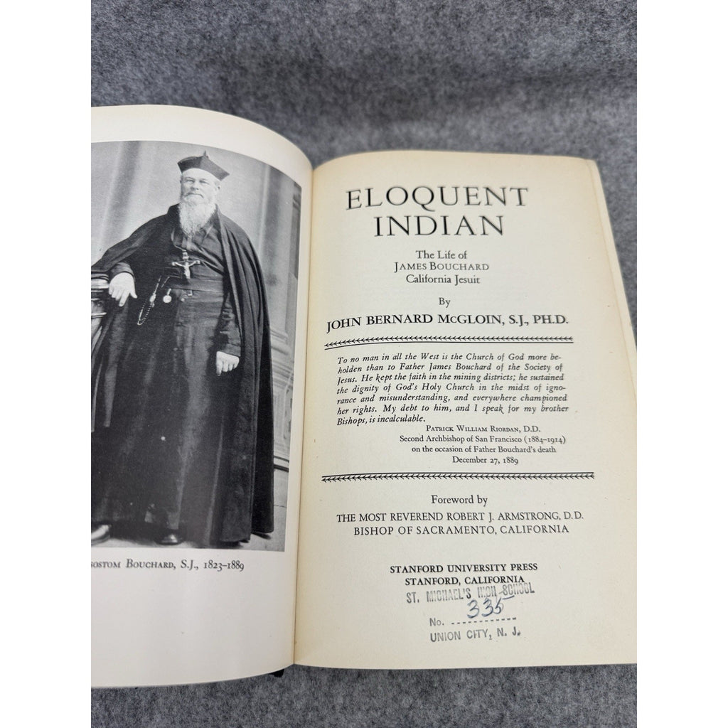 1949 Eloquent Indian James Bouchard California Jesuit HC 1st Stanford