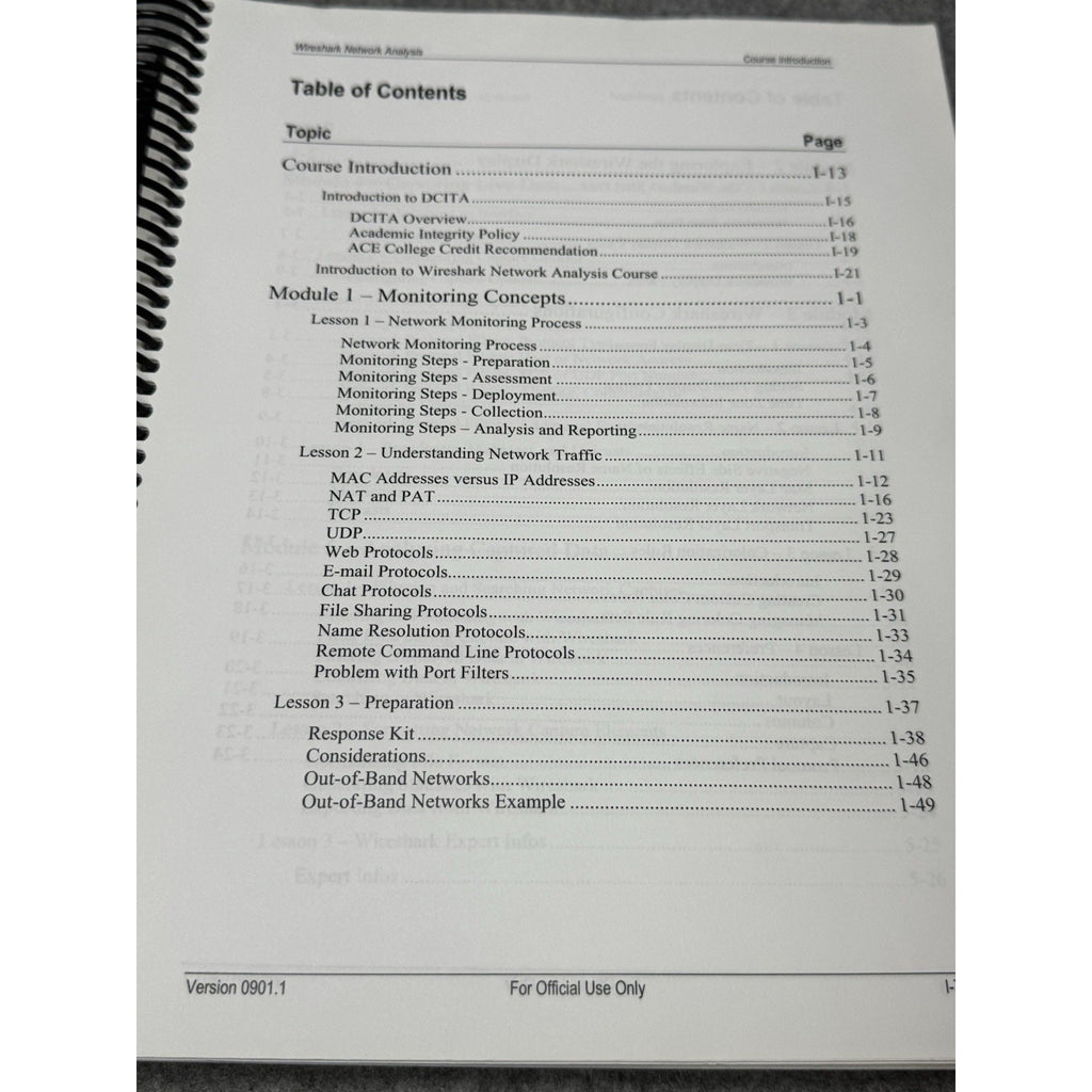Scarce DoD DCITA Introduction to Wireshark Network Analysis FOUO Manual