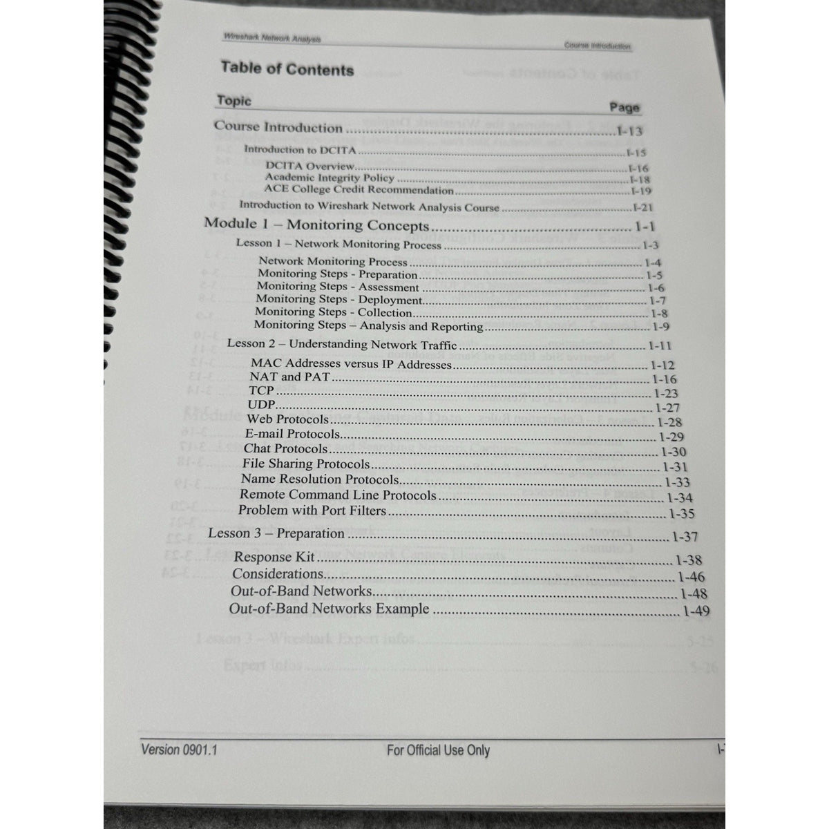 Scarce DoD DCITA Introduction to Wireshark Network Analysis FOUO Manual