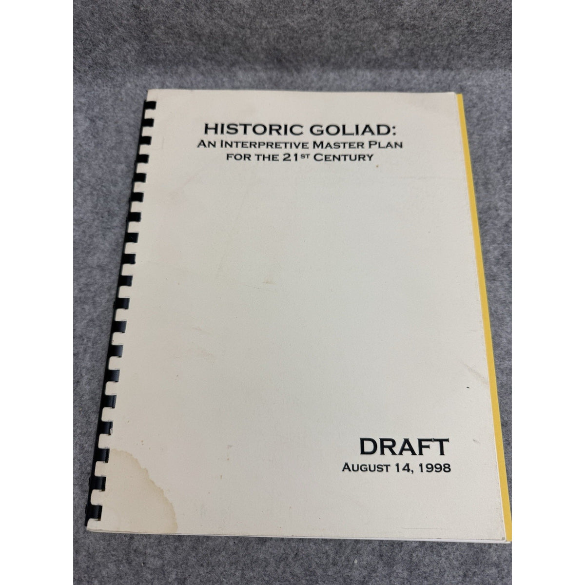 Historic Goliad Interpretive Master Plan 21st Century Draft Aug. 14 1998