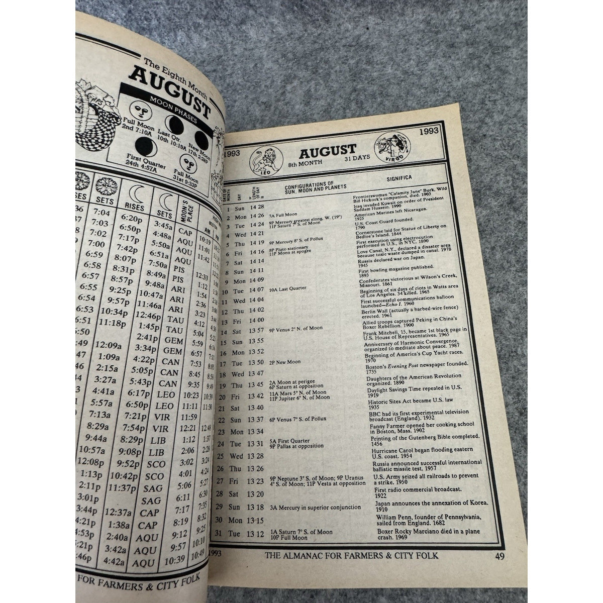 1993 Almanac for Farmers & City Folk Weather Forecasts Gardening Paperback