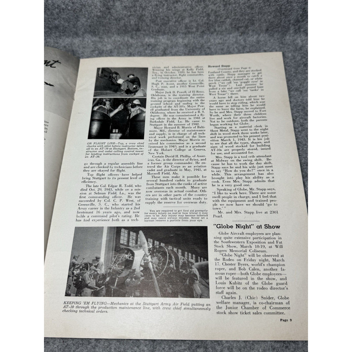 1944 Globe Beam February WWII Aircraft Magazine AT-10 Fort Worth Golden Gloves
