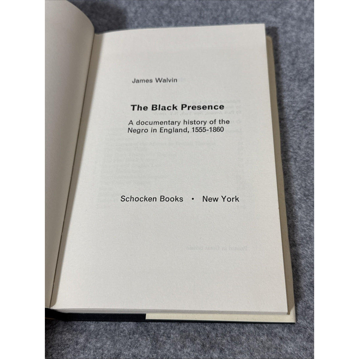 The Black Presence Hardcover James Walvin 1972 HC/DJ