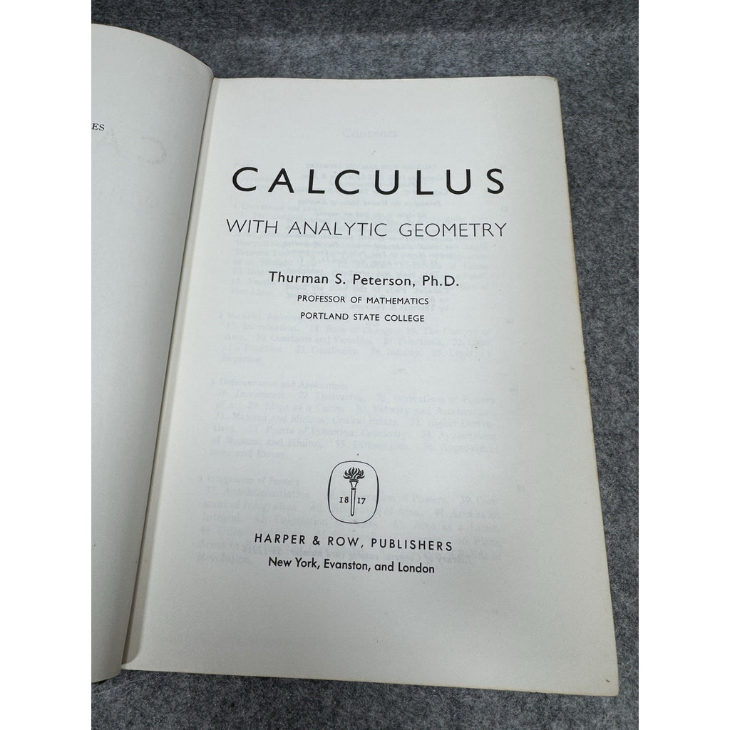1960 Calculus with Analytic Geometry Thurman S Peterson HC Harper & Row