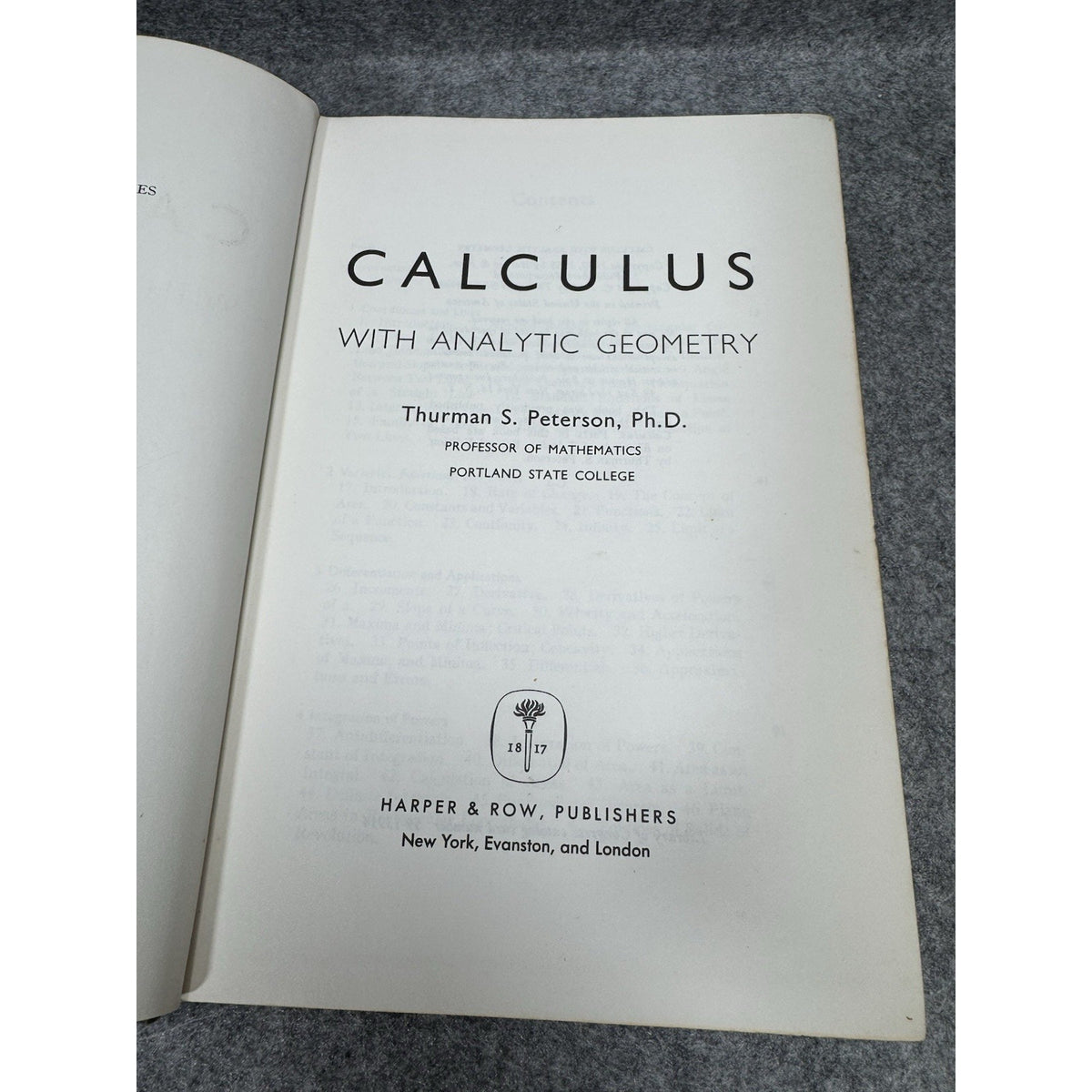 1960 Calculus with Analytic Geometry Thurman S Peterson HC Harper & Row