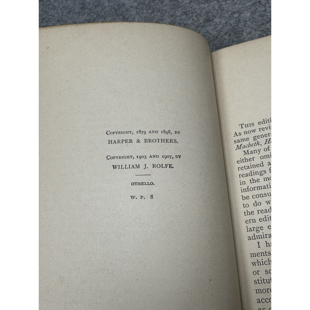 Antique 1907 Shakespeare Othello W.J. Rolfe Illustrated Hardcover Notes