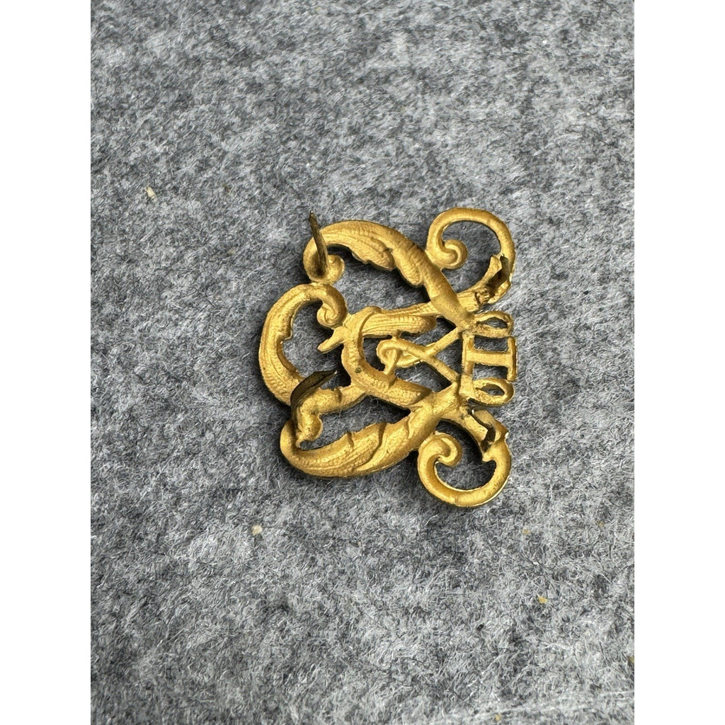 Russian Style Imperial Cypher Insignia Pair Gold Tone Monogram Uniform Fittings