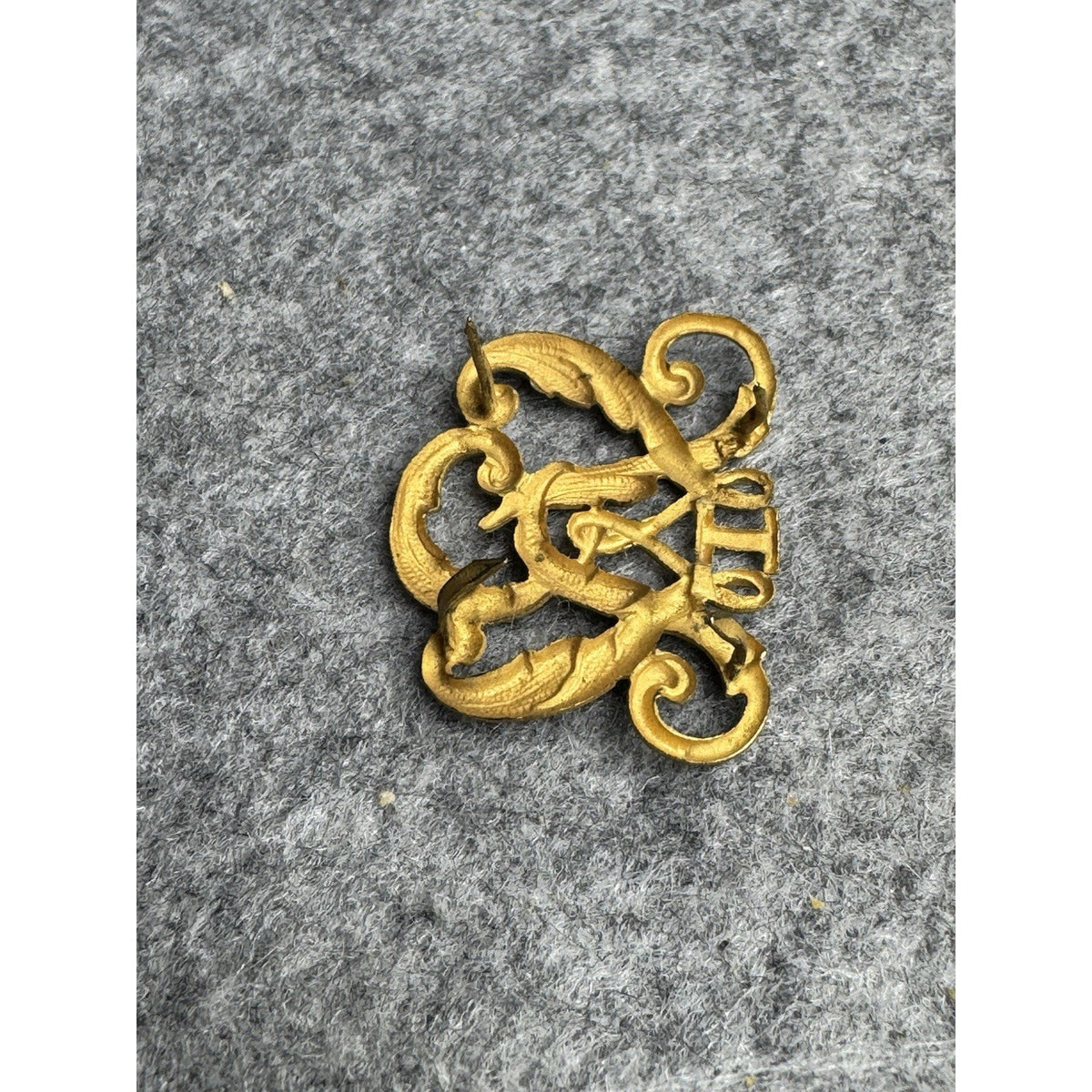 Russian Style Imperial Cypher Insignia Pair Gold Tone Monogram Uniform Fittings