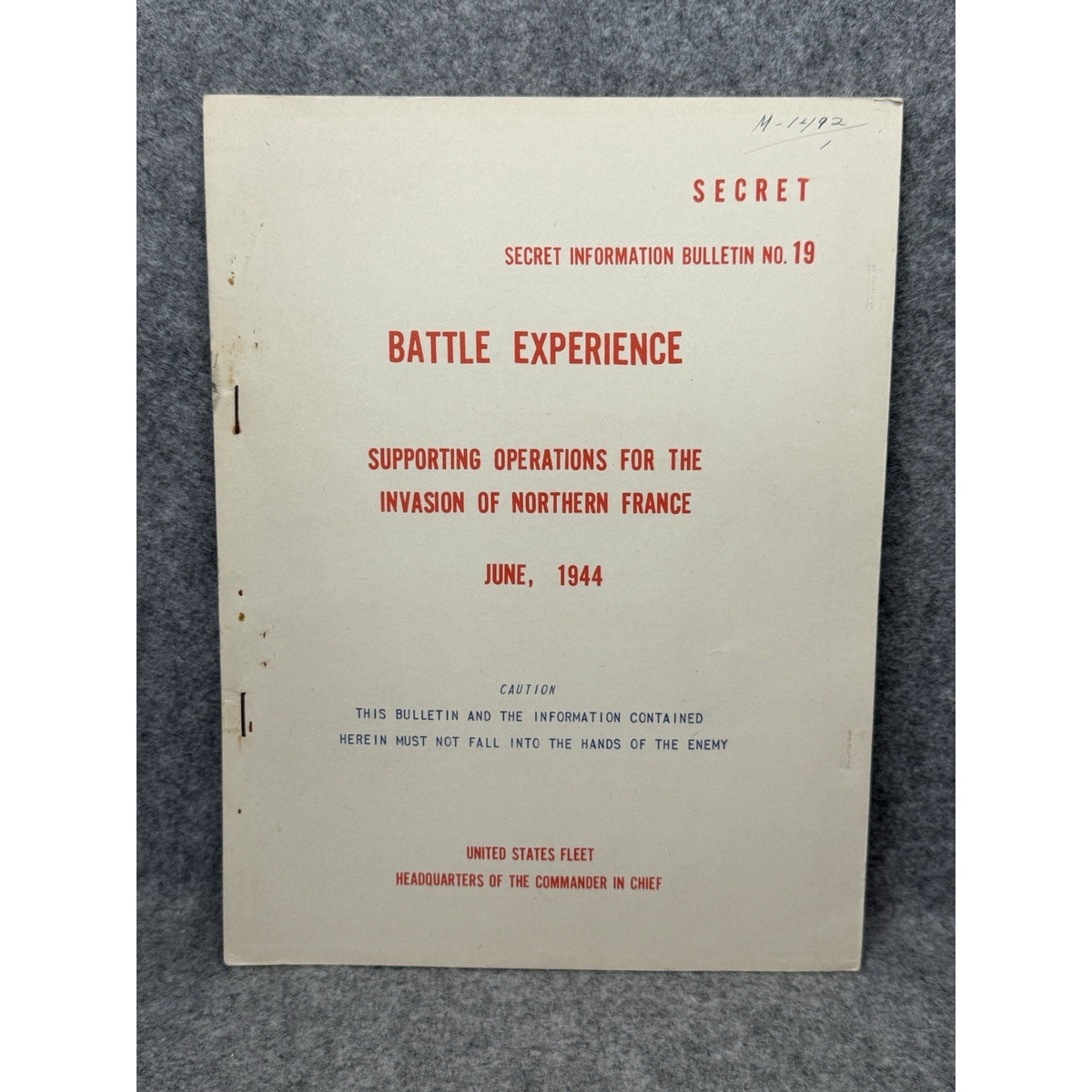 WWII Secret D-Day Intelligence Bulletin No 19 Operation Overlord US Fleet