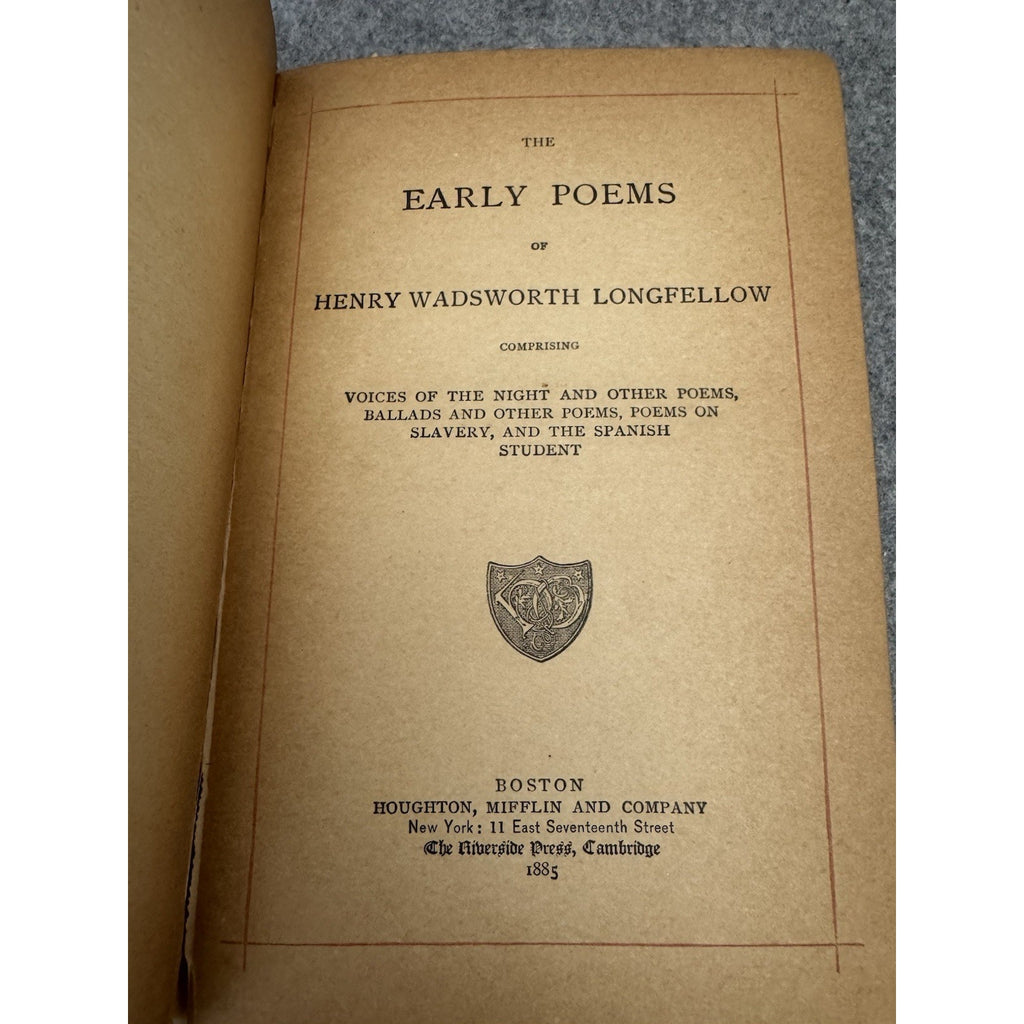 1885 Early Poems of Henry Wadsworth Longfellow Decorative Victorian HC