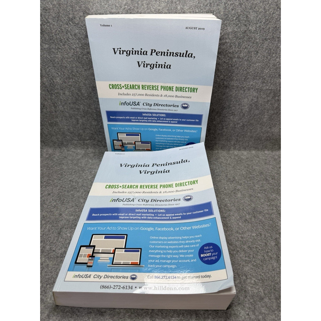Virginia Peninsula Reverse Phone Directory 2 Volume Set Residents Businesses