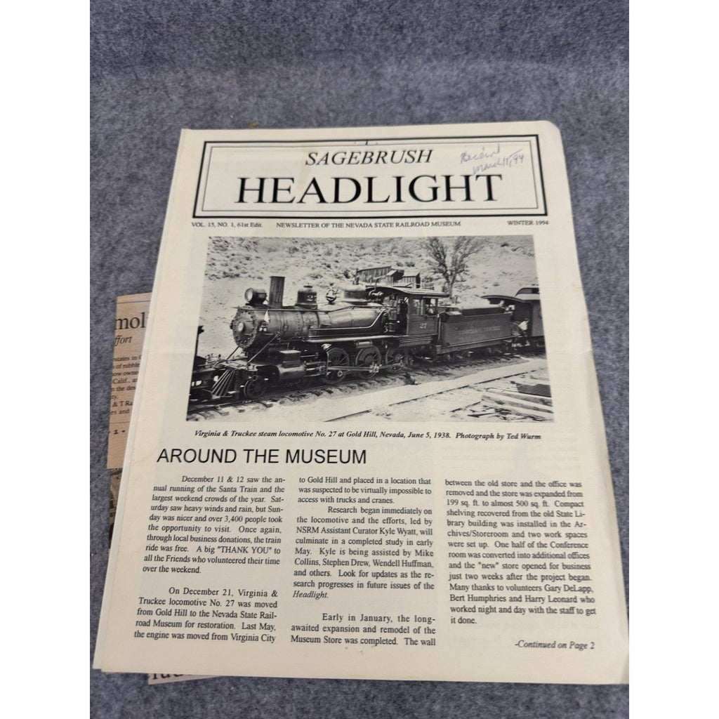 1957 Steamcars to the Comstock Beebe Clegg Virginia Truckee RR HC + Ephemera