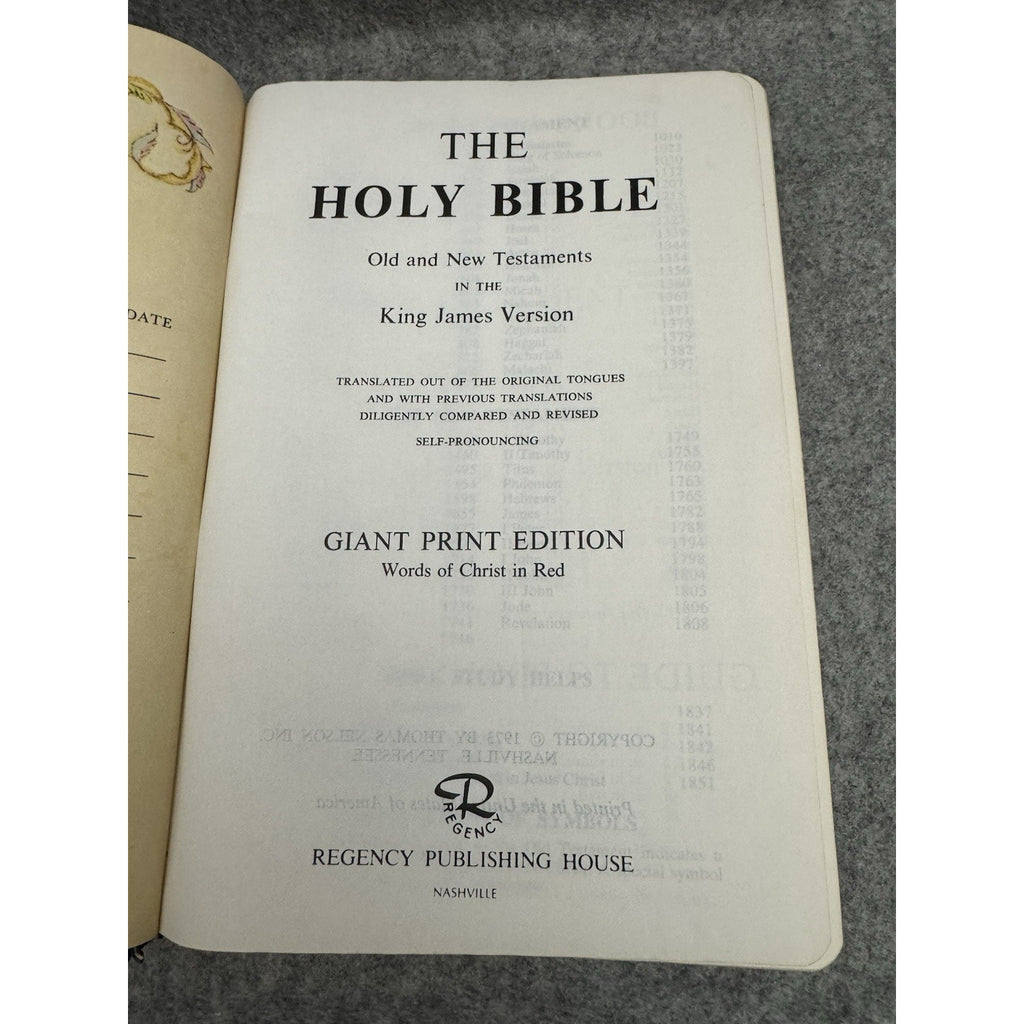 Holy Bible KJV Giant Print Red Letter Edition Pictorial Edition Regency 1973