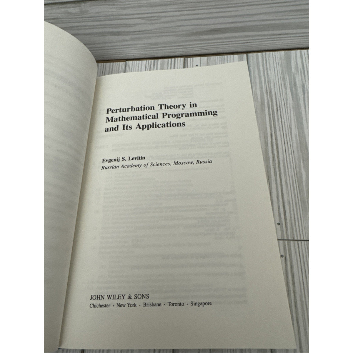 Perturbation Theory in Mathematical Programming and Its Applications (Wiley Ser