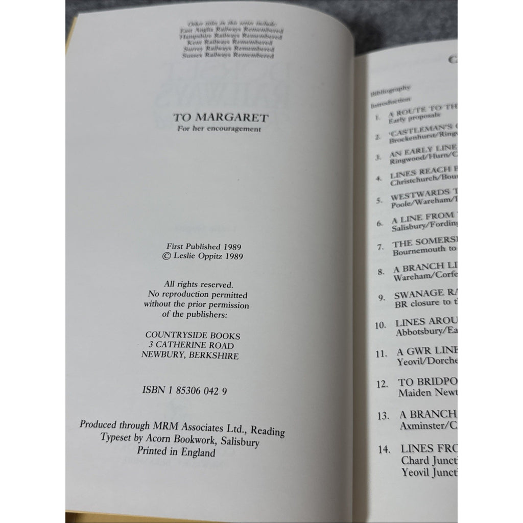 Dorset Railways Remembered by Leslie Oppitz (hb, 1st edn, 1989)