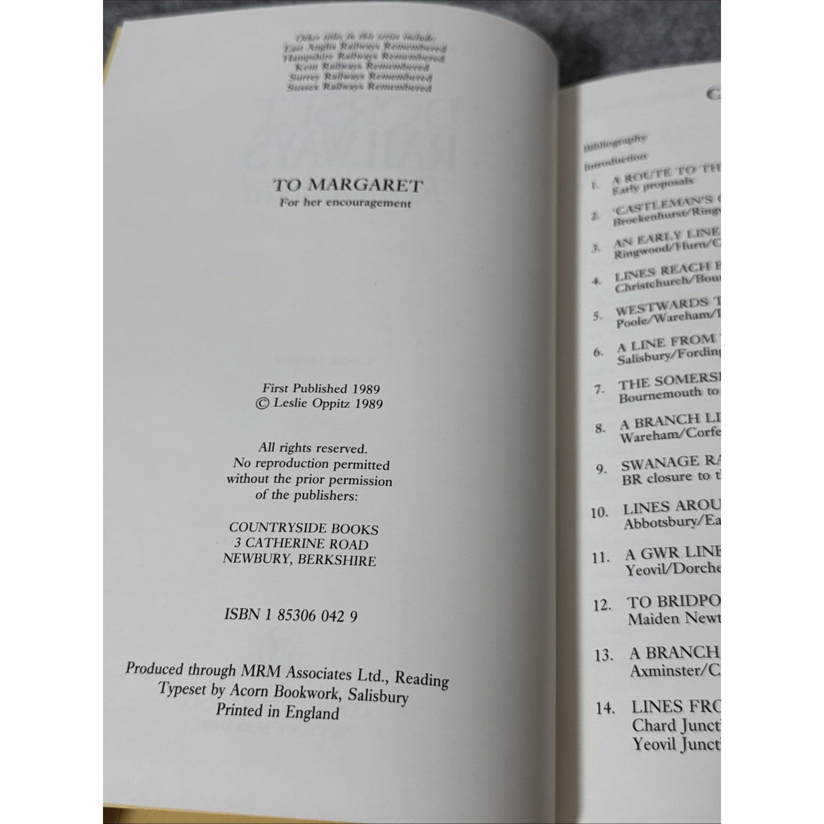 Dorset Railways Remembered by Leslie Oppitz (hb, 1st edn, 1989)