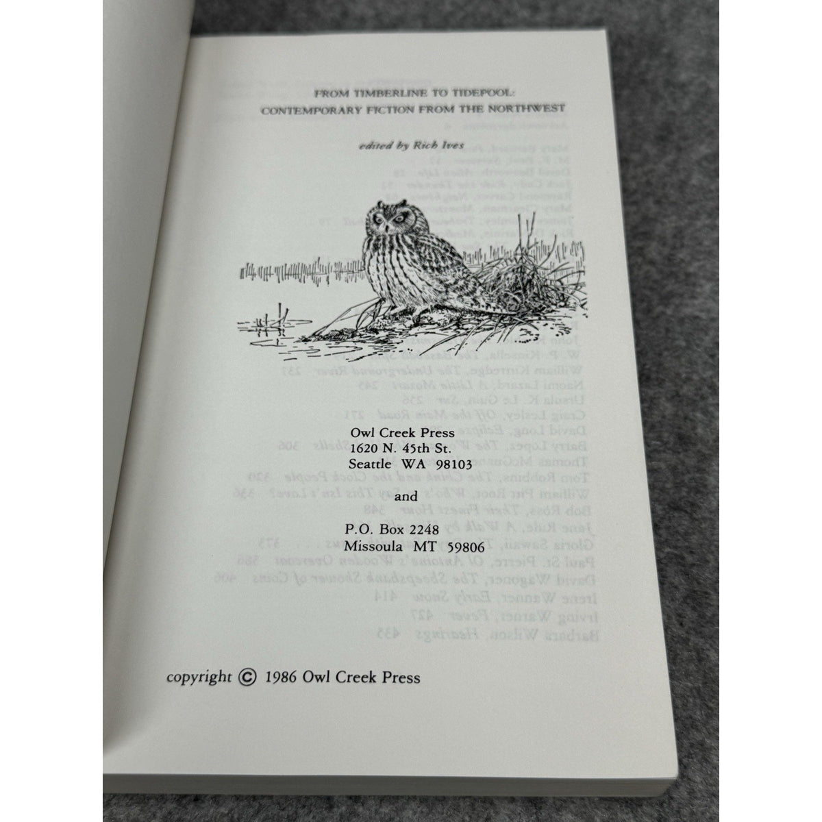 1986 Timberline to Tidepool Le Guin Carver Robbins Everett 1st Edition