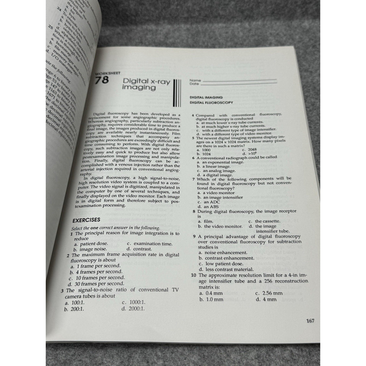 Radiologic Science Workbook Laboratory Manual 4th Ed Bushong 1988 X-Ray