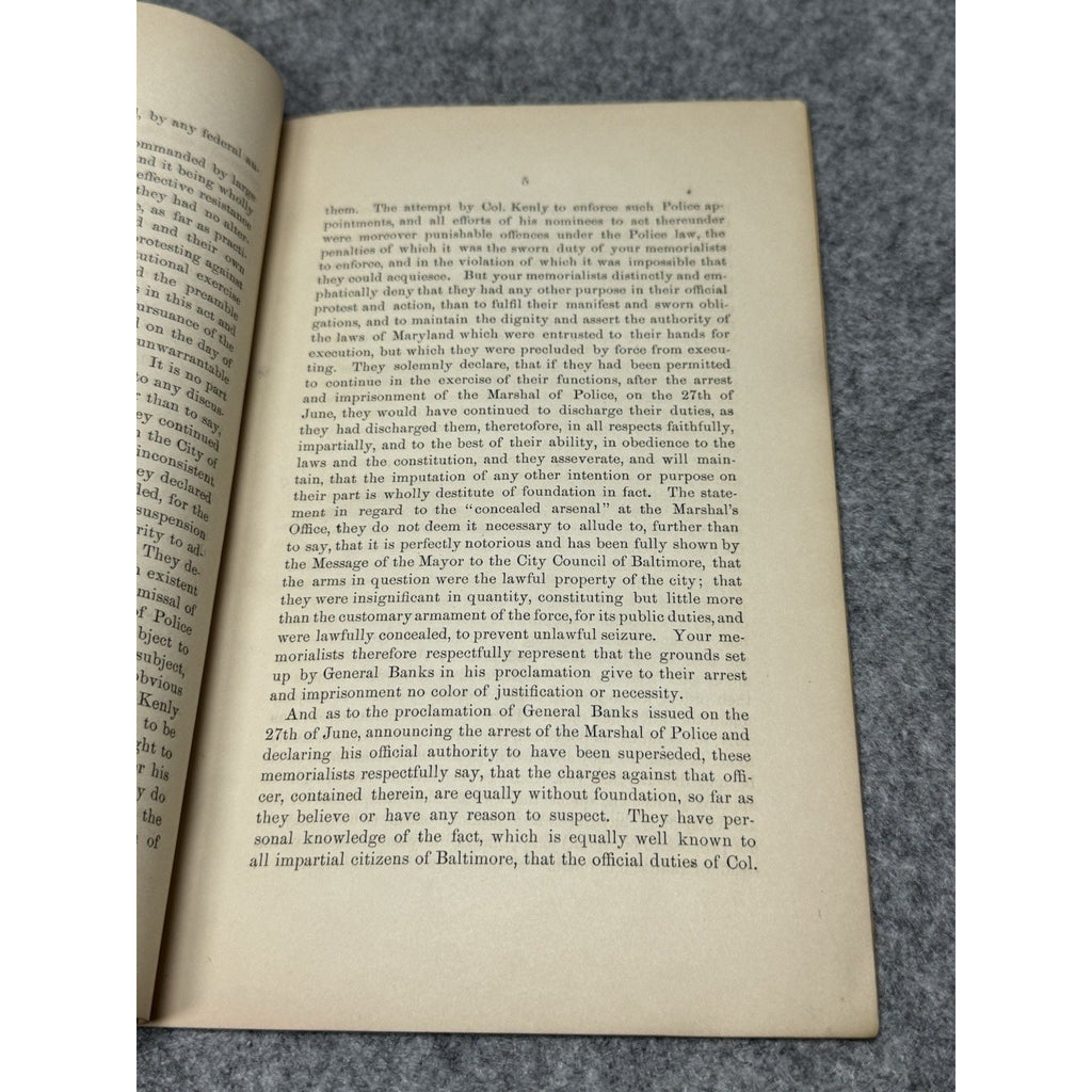 Rare 1861 Civil War Pamphlet Baltimore Police Arrest Fort McHenry Lincoln
